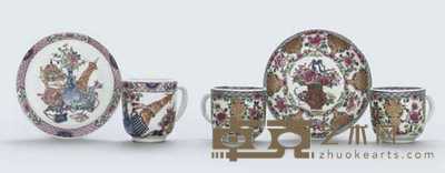 YONGZHENG (1723-35) A FAMILLE ROSE COFFEE CUP AND SAUCER; TWO COFFEE CUPS AND A RUBY-BACK SAUCER 